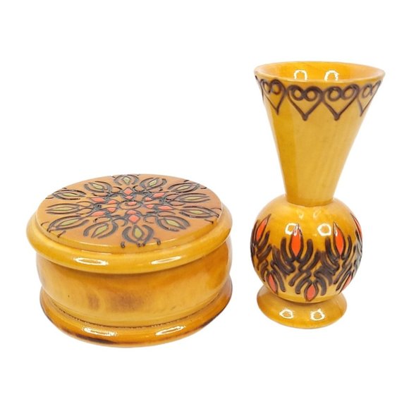 Carved Wooden Trinket Box Miniature Pitcher Engraved Numbered Vanity Decor - Picture 3 of 10